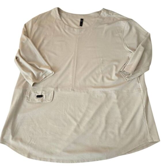 By JJ Womens Beige Quarter Sleeve Pullover Tunic Top Size Medium - Picture 4 of 11